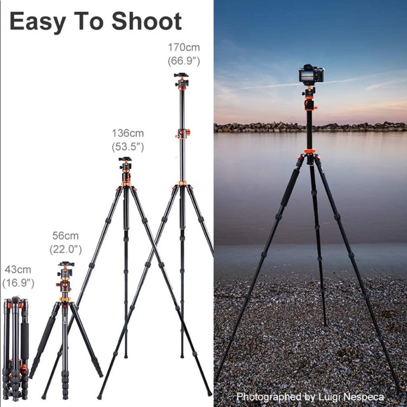 K&F Concept 67 inch Camera Tripod Horizontal Aluminum Tripods Portable Monopod - Picture 6 of 9